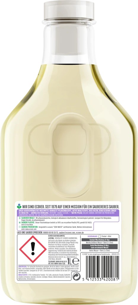 Ecover Colorwaschmittel Flüssig Apfelblüte & Freesie 20 WL 2 Ecover Colorwaschmittel Flüssig Apfelblüte & Freesie 20 WL – Bild 2