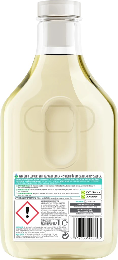 Ecover Universalwaschmittel Flüssig Hibiskus & Jasmin 20 WL 2 Ecover Universalwaschmittel Flüssig Hibiskus & Jasmin 20 WL – Bild 2