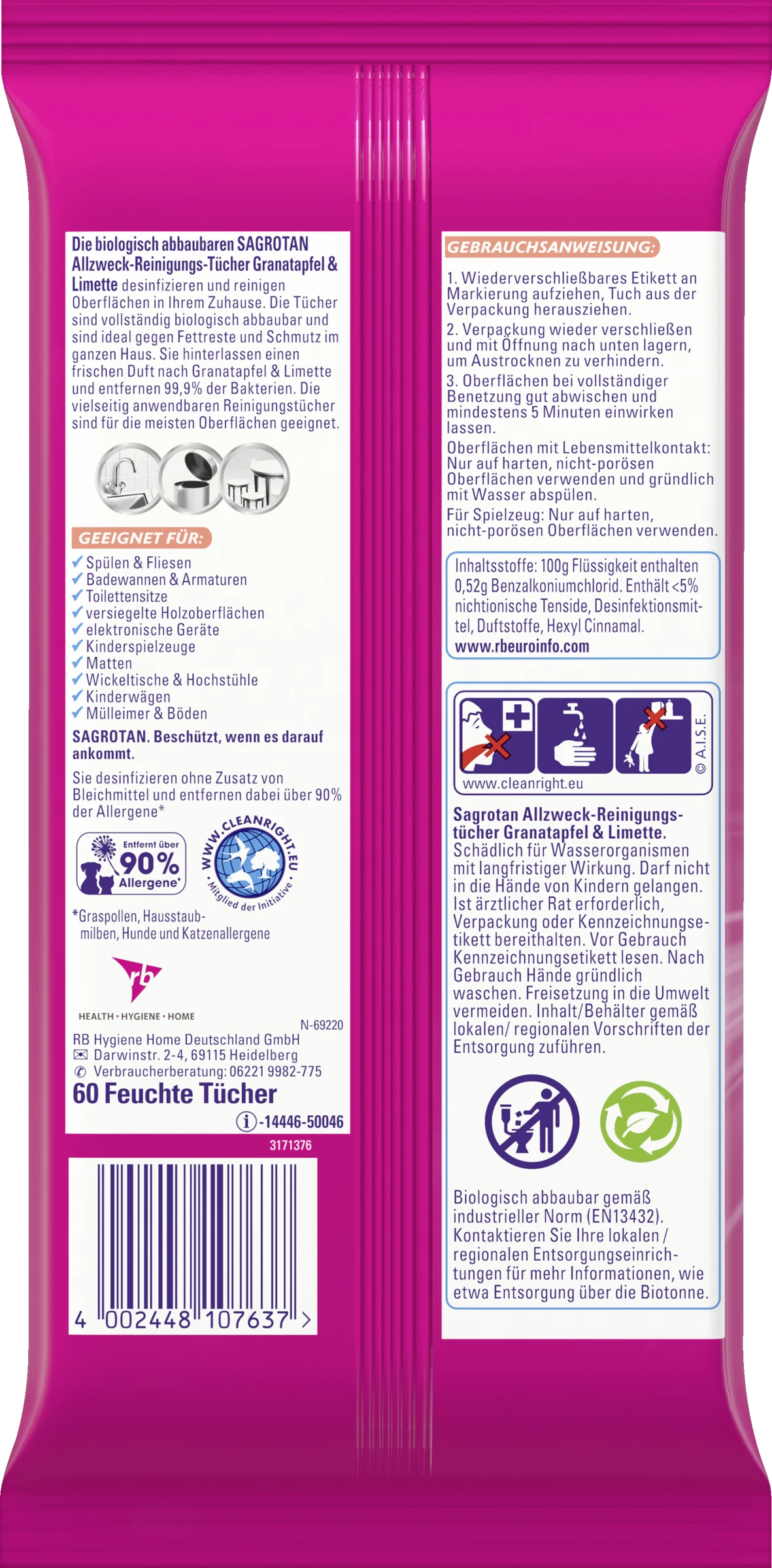 Allzweck-Reinigungstücher Granatapfel & Limette 2 Allzweck-Reinigungstücher Granatapfel & Limette – Bild 2