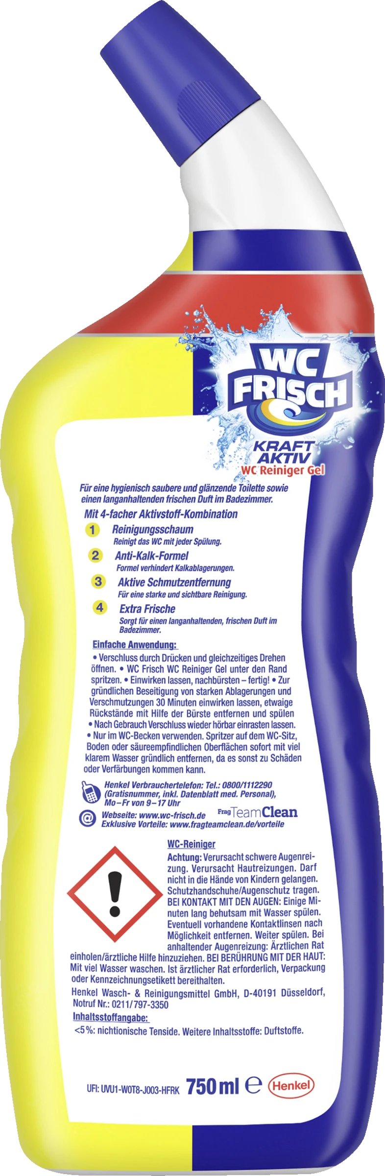 Kraft Aktiv WC Reiniger Gel Lemon 3 Kraft Aktiv WC Reiniger Gel Lemon – Bild 3