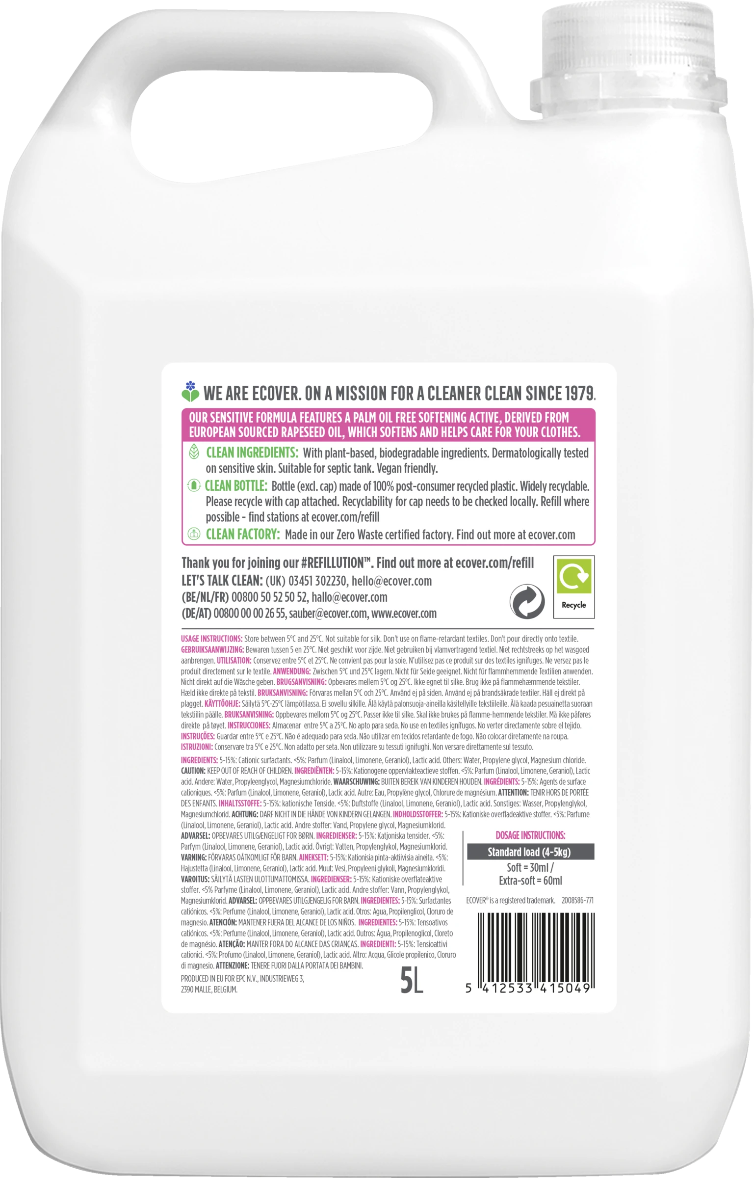 Ecover Weichspüler Apfelblüte & Mandel Refill 2 Ecover Weichspüler Apfelblüte & Mandel Refill – Bild 2