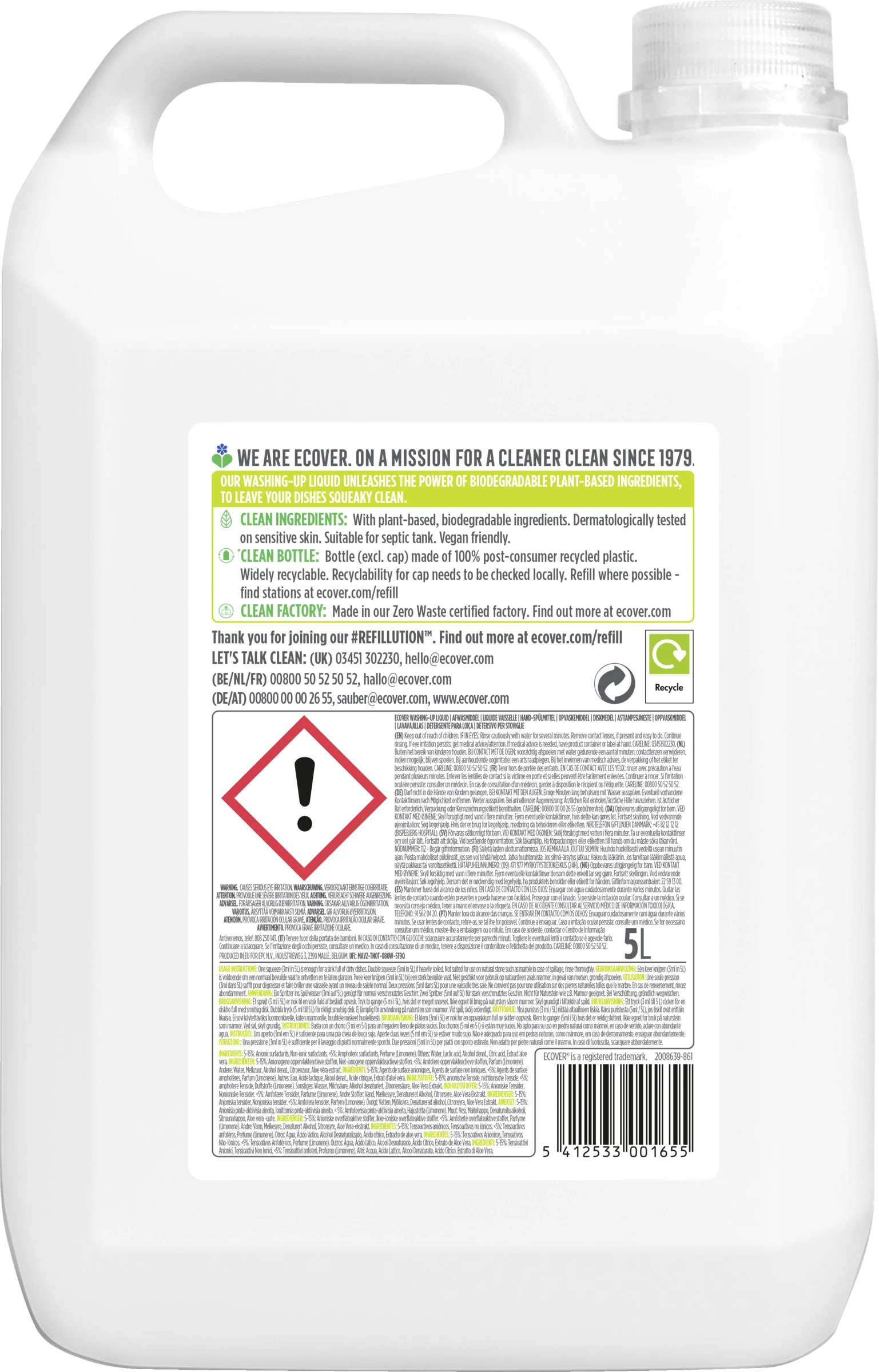 Ecover Hand-Spülmittel Lemon & Aloe Vera Refill 2 Ecover Hand-Spülmittel Lemon & Aloe Vera Refill – Bild 2